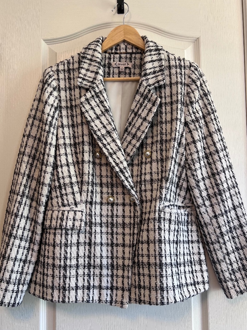 Nanette Lepore Black and White Tweed Blazer